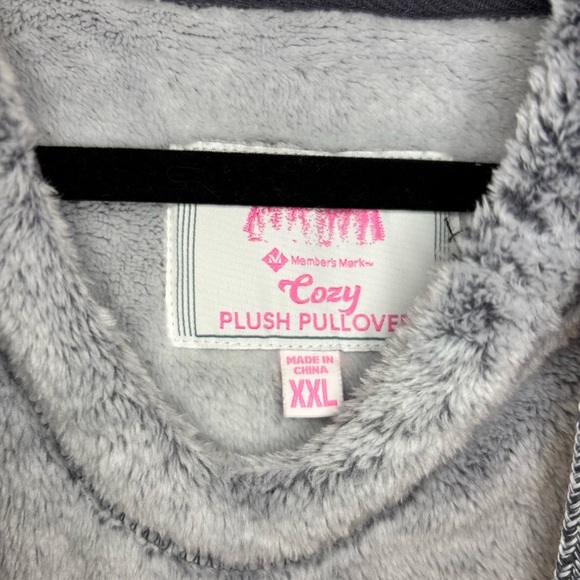 Members Mark Grey Plush Pullover Hooded Sweatshirt Size XXL - Picture 4 of 7